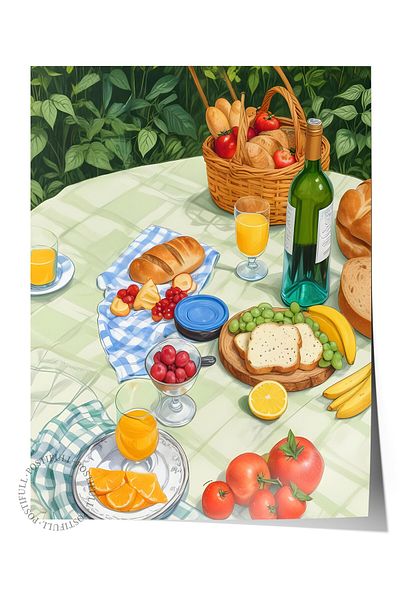 Postifull Unframed Poster, Picnic Time, Comfort Series Kitchen Wall Poster, No:109106