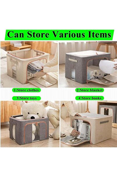 Yelajoy 3Pcs Foldable Closet Organizers Storage Containers,with Sturdy Zipper,Clear Window,40x50x33 cm