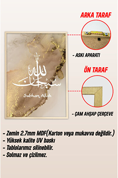 kutuTR Dekorize Mdf Tablo Seti 3 Parça 3 Mm - Çerçeveli Salon Oturma Odası Için İslami Duvar Dekoru 3029