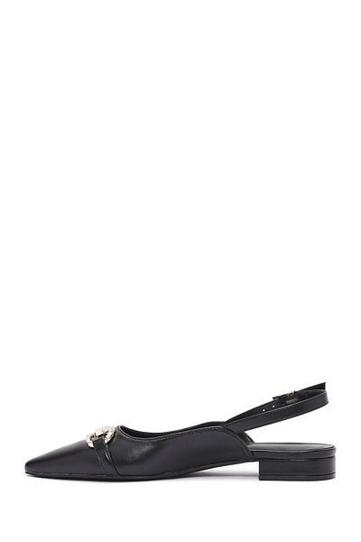 Derimod Women's Black Open Back Ballerinas with Accessories 25Sfe 402518