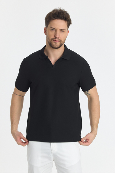 Frappoli Ανδρικό μπλουζάκι με λαιμόκοψη με βάφλα Comfort Fit - 100% βαμβάκι