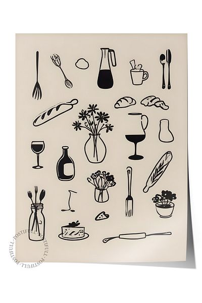 Postifull Frameless Poster, Kitchenware, Comfort Series Kitchen Wall Poster, No:109114