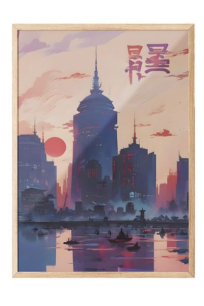 Postifull Ζωγραφική με ξύλινο πλαίσιο, Vintage Japanese, Ξύλινη ζωγραφική κουζίνας Comfort Series, NO:108921