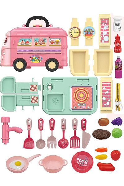 COOYA Kitchen Play Set, 32 PCS Kitchen Accessories Set, Pretend Play Kitchen Set, Learning Gift for Kids
