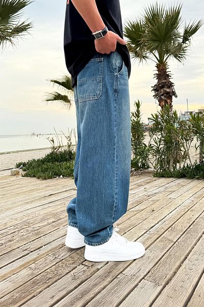 Flaw Wear Baggy Jean with Back Belt Detail