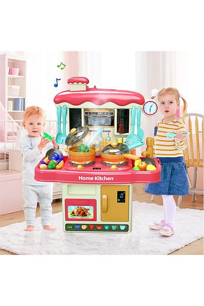 COOYA Mini Kitchen Set for Kids, with Realistic Lights and Sounds, Kitchen Accessories Gift for Toddlers