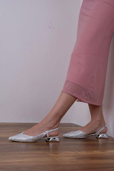 sovrana Silver Ballerinas with Stone Details