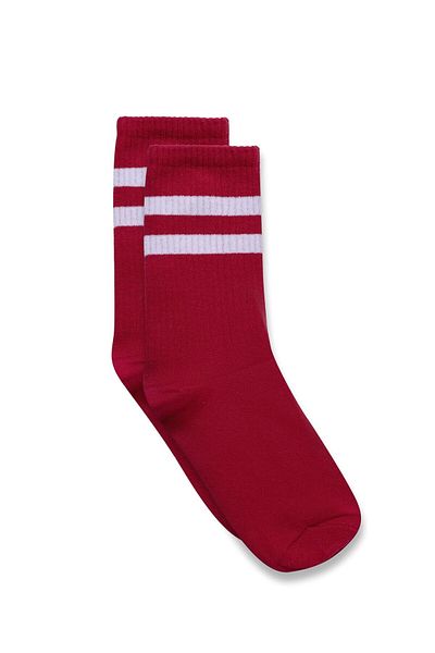 VAMOSCLO Striped Tennis Socks Red