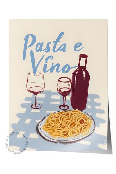 Postifull Unframed Poster, Cake E Vino, Comfort Series Kitchen Wall Poster, No:109123