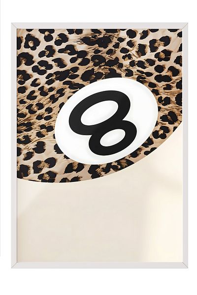 Postifull Pictură cu cadru alb, 8_Ball Leopard, Pictură de perete pentru bucătărie din seria Comfort, NR:108952