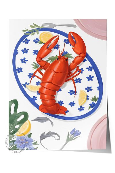 Postifull Unframed Poster, Lobster, Comfort Series Kitchen Wall Poster, No:109079