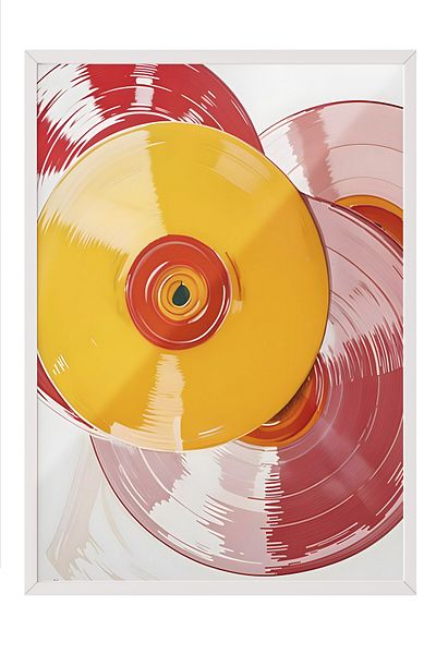 Postifull Pictură cu cadru alb, Vintage Record Eclectic, Pictură de perete pentru bucătărie din seria Comfort, NR:108941