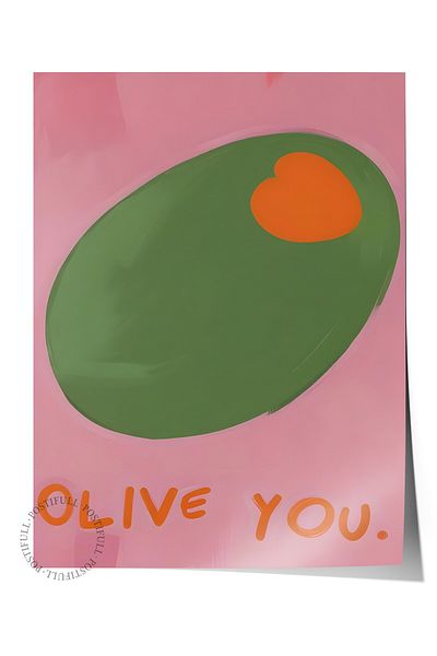 Postifull Unframed Poster, Olive You, Comfort Series Kitchen Wall Poster, No:109143