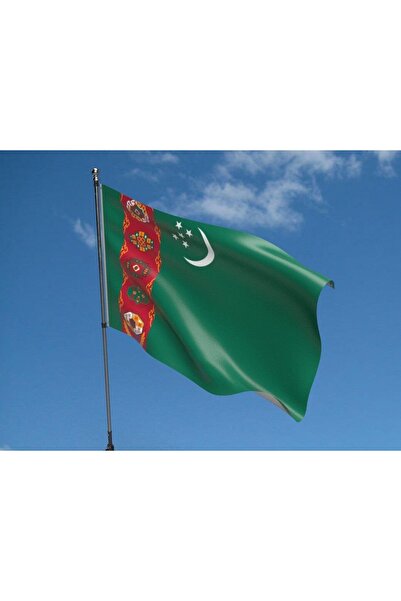 ÇELİKONLİNE Türkmenistan Bayrağı 50x75 Cm Turkmenistan Flag