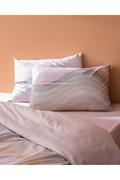 Madame Coco Suivre King Size %100 Pamuk Ranforce Baskılı Nevresim Takımı - Pudra/Koyu Pudra