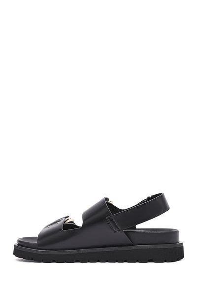 Derimod Women's Black Banded Thick Soled Sandals 25Sfe 401518