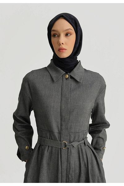 Armine Tie Waist Natural Overcoat 25Y8200 Indigo