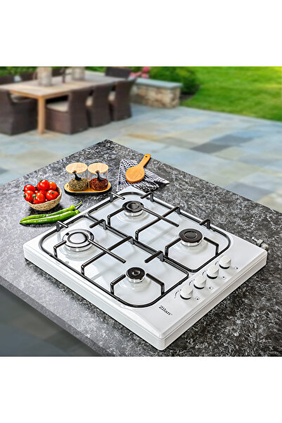 Zilan Aragaz cu 4 arzatoare ZILAN White ZLN-1518, Butoane laterale, Emailate