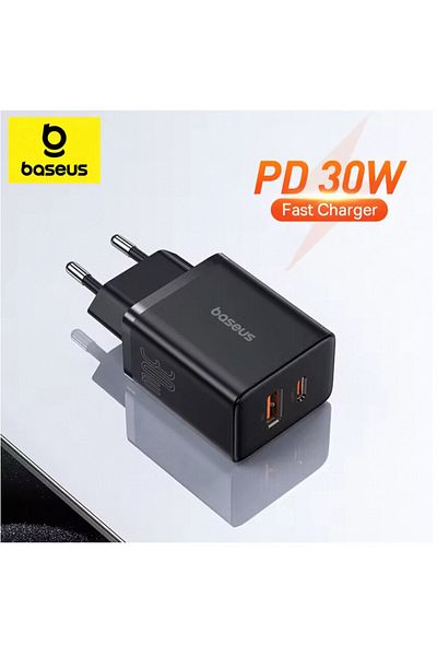 Baseus 1U1C EU Plug Baseus PD Charger 30W USB Type C Fast Charger QC3.0 USB C Quick Charge 3.0 Dual Port Ph