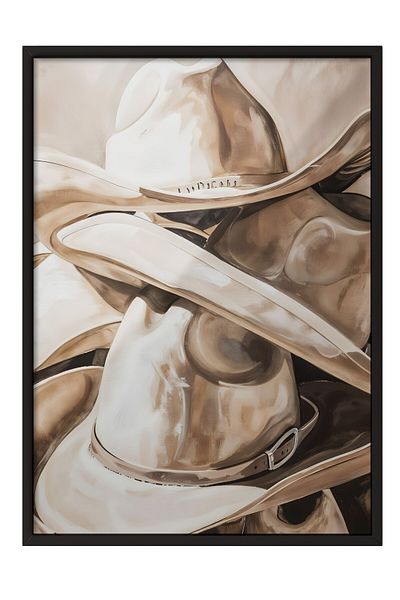 Postifull Pictură cu cadru negru, pălării de cowboy, pictură de perete pentru bucătărie din seria Comfort, NR: 108957