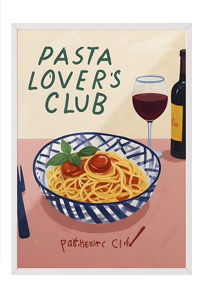 Postifull White Framed Painting, Cake Lovers Club, Comfort Series Kitchen Wall Painting, No:109092