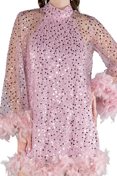 Arden Short Evening Dress, Sequin Sequin Halter Neck Mini Dress with Otrishi, Black, White Graduation Dress, 36-42