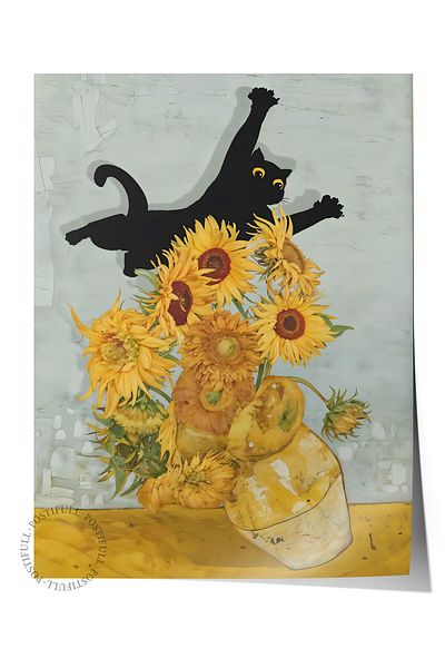 Postifull Poster fără încadrare, Van Gogh cu pisici, poster de perete pentru bucătărie din seria Comfort, NR:108965