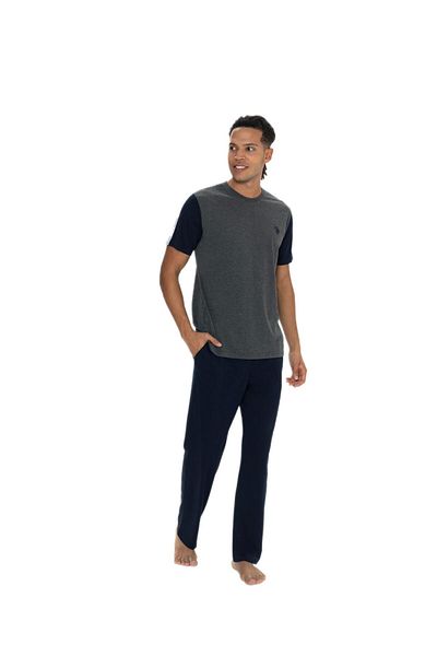 U.S. Polo Assn. Ανδρικό κοστούμι πιτζάμες Anthracite Crew με κοντό μανίκι με τσέπες