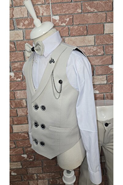 HAYTA Çocuk Yelek Takım Gömlekli Set 0-1yaş - 14yaş Silver Krem