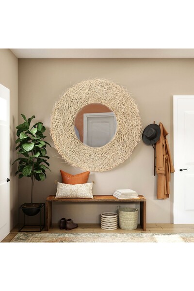 Mylamp Halo Doğal Rattan Ayna 100 cm