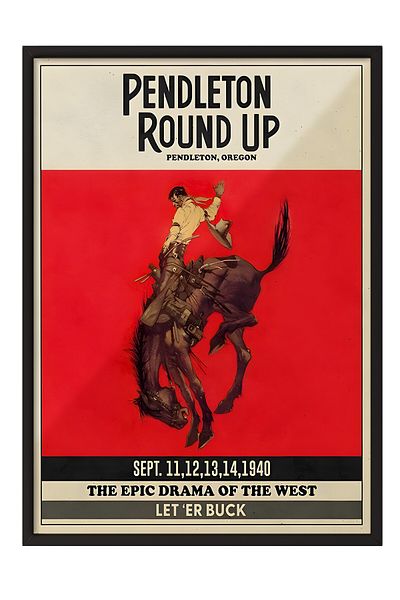 Postifull Black Framed Painting, Pendleton Round up Rodeo, Comfort Series Kitchen Wall Painting, No:108960