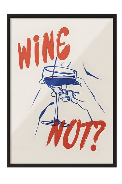 Postifull Black Framed Painting, Wine Note?, Comfort Series Kitchen Wall Painting, No:109078