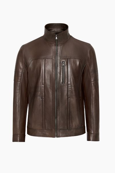 Derimod Men's Brown Leather Jacket - 24Wge6401Nc