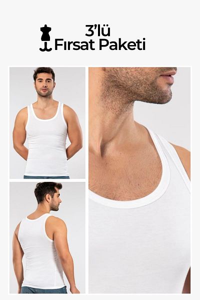 Weweus White 3-Pack Micro Modal Premium Men's Undershirt 11333