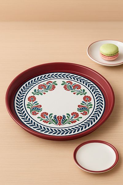 Arma House Ramadan Decorative Tray with Ottoman Motif 35 cm