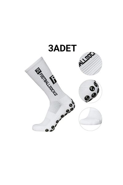 ÖZKAHRA TEKSTİL 3 τμχ unisex Λευκές αντιολισθητικές κάλτσες αντιολισθητικές κάλτσες ποδοσφαίρου