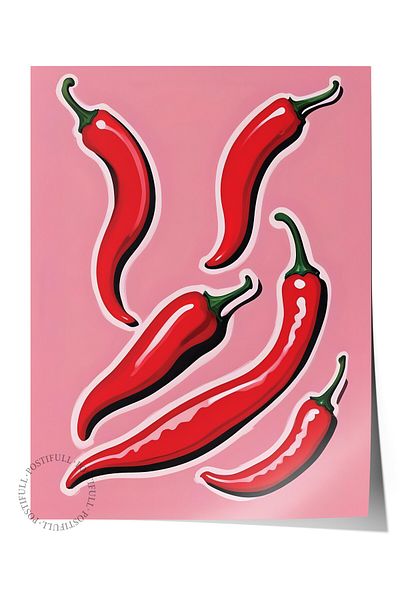 Postifull Unframed Poster, Chili Pepper, Comfort Series Kitchen Wall Poster, No:109057