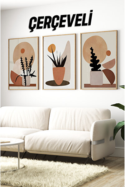 kutuTR Dekorize Mdf Tablo Seti 3 Parça 3 Mm - Çerçeveli Salon Oturma Odası Iç...