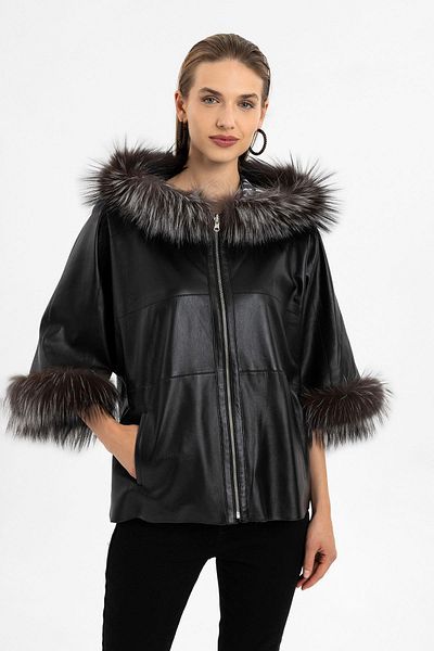 Deriderim Lulu Poncho Double Sided Genuine Leather Coat