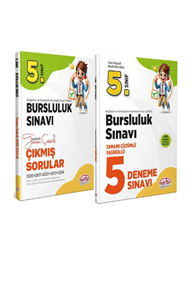 Editör Yayınevi 2025 Editör 5.sınıf Bursluluk Sınavı Çıkmış Sorular Tamamı Çözümlü 5 Deneme 2 kit