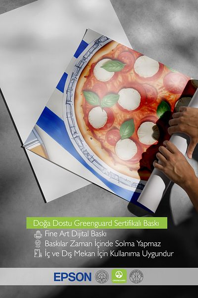 Postifull White Framed Painting, Pizza Plate, Comfort Series Kitchen Wall Painting, No:109103