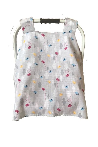 BeybiNest Muslin Cute Birds Functional Stroller Cover