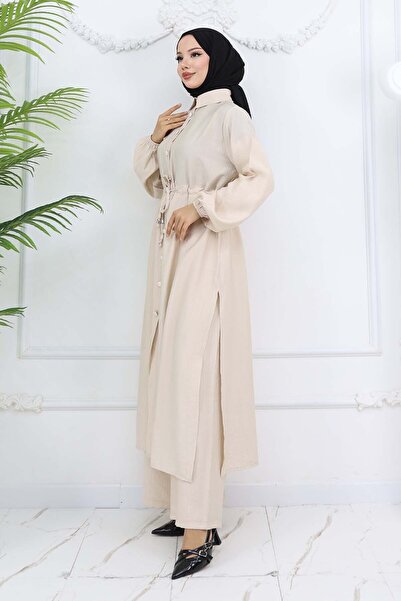 benguen Σετ παντελονιού με λεπτομέρεια σχισμής στο πλάι Stone Color 4770