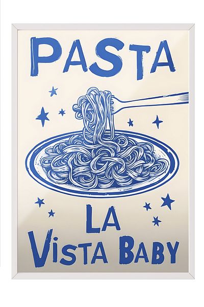 Postifull Pictură cu cadru alb, Tort La Vista Baby, Pictură de perete pentru bucătărie din seria Comfort, NR:109117