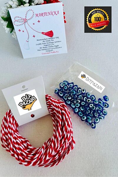 Flea Market HEDİYELİK 1O METRE MARTENİÇKA İPİ VE 50 ADET BONCUKLU BİLEKLİK YA...