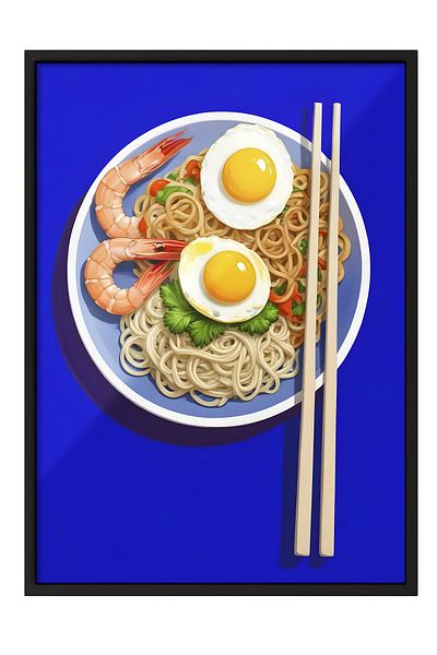 Postifull Pictură cu cadru negru, Ramen Bowl, Pictură de perete pentru bucătărie din seria Comfort, NR:109102