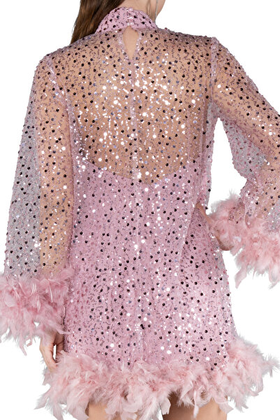 Arden Short Evening Dress, Sequin Sequin Halter Neck Mini Dress with Otrishi, Black, White Graduation Dress, 36-42