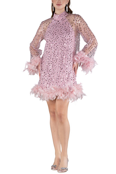 Arden Short Evening Dress, Sequin Sequin Halter Neck Mini Dress with Otrishi, Black, White Graduation Dress, 36-42