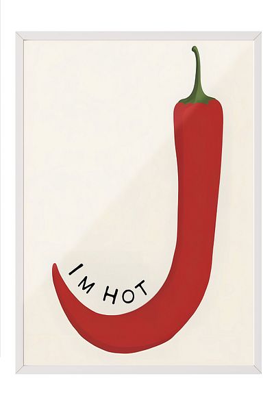 Postifull Pictură cu cadru alb, I'm Hot, Pictură de perete pentru bucătărie din seria Comfort, NR:109058