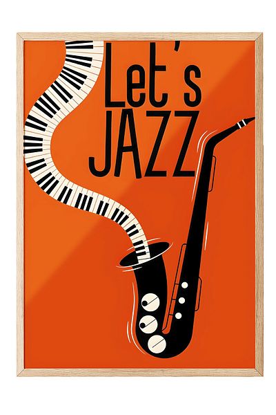 Postifull Ζωγραφική με ξύλινο πλαίσιο, Let's Jazz - 1, Ξύλινη ζωγραφική κουζίνας Comfort Series, NO:108969